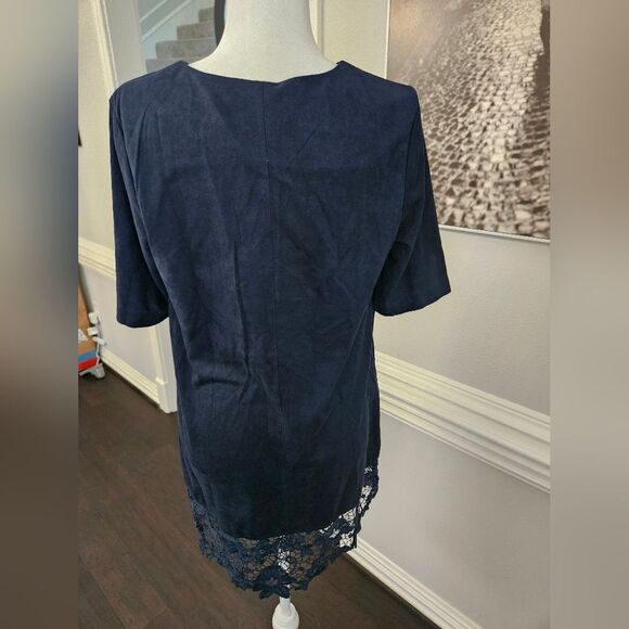 Muche Et Muchette Womens Embroider Trim Lace Up Neck Dress blue size S/M - Picture 8 of 9